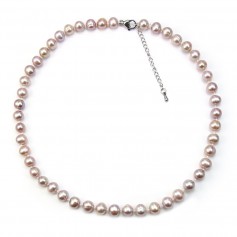 Collier simple Perle D'eau Douce mauve 8-9mm