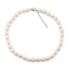 Collier Perle D'eau Douce Blanc 9-10mm