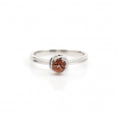 Red tourmaline ring 925 silver rhodium x 1pc