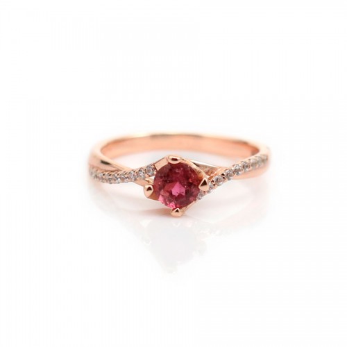 Bague tourmaline rouge en argent 925 rhodié x 1pc