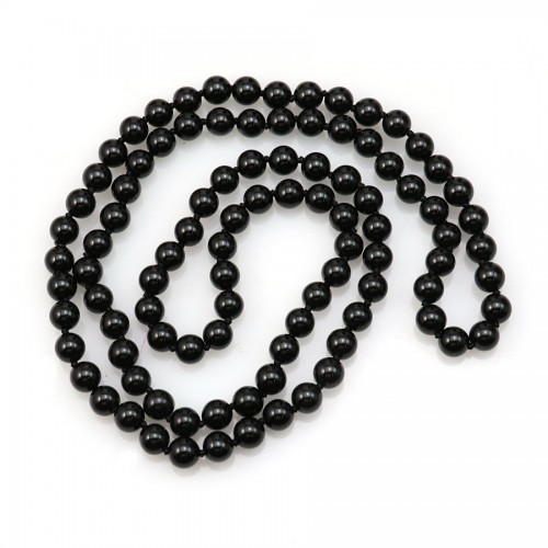 Necklace in black agate, in round shape, measuring 8mm, x 1pc