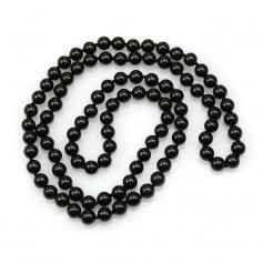 Necklace in black agate, in round shape, measuring 8mm, x 1pc