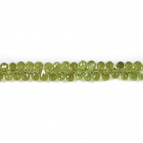 Peridoto, forma briolette sfaccettata 4x6mm x20cm