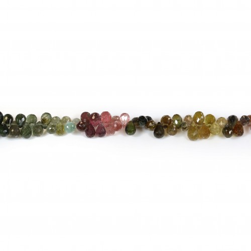 Tourmalines multicolor, faceted briolette shape 5x5.5-5x6.5mm x 20cm