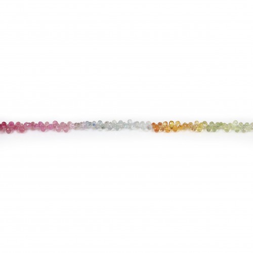 Zafiro multicolor, forma briolette facetada 2,5x4mm x 45cm