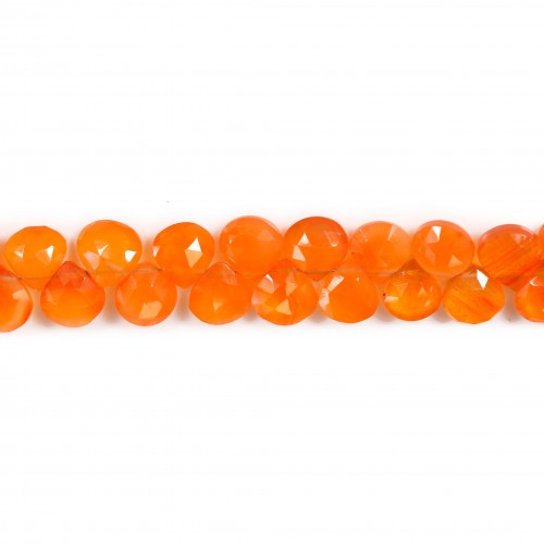 Cornaline, en forme de goutte plate facette 8mm x 20cm