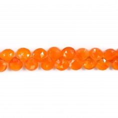 Cornaline, en forme de goutte plate facette 8mm x 20cm