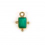 Breloque en Agate verte rectangle sur argent 925 doré à l'or fin 5x7mm x 1pc