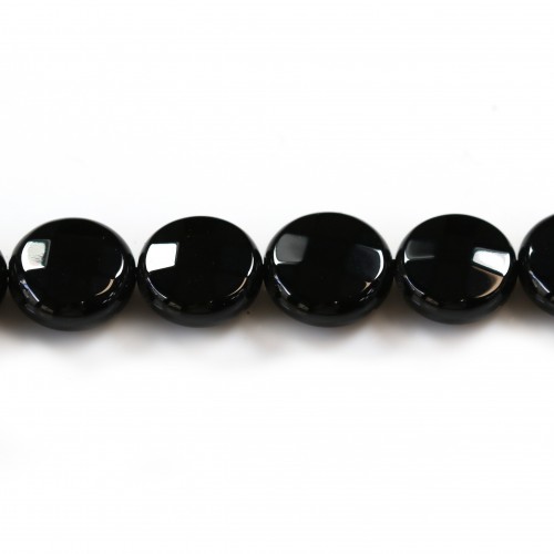 Agate Noire Ronde Plate Facette 10mm x 5pcs