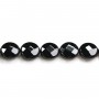 Onyx black, round flat faceted, 12mm x 40cm