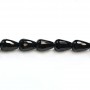 Onyx black, drop faceted, 10x14mm x 40cm