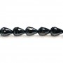 Agate noire goutte facette 13x17mm x 2pcs