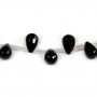Onyx black, drop faceted, 8x11.5mm x 40cm (33pcs)