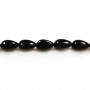 Black agate flat drop 6x9mm x 40cm
