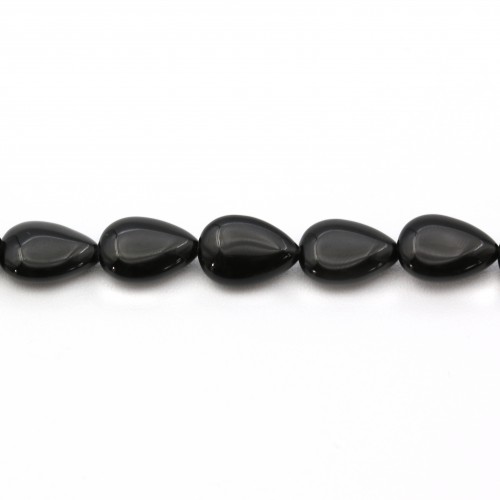 Negro ónix, gota plana, 9x13mm x 40cm