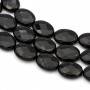 Onyx black, oval faceted, 15x20mm x 40cm