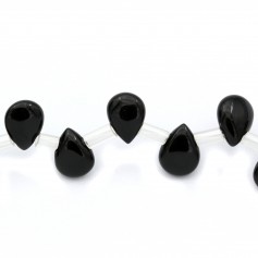 Agate noir goutte plate 6x9mm x 40cm