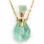 Collier en dorée sur laiton avec pendentif flacon de parfum en Fluorite
