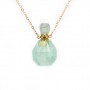 Collier en plaquée par "flash" or sur laiton avec pendentif flacon de parfum en Fluorite