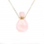 Collier en plaquée par "flash" or sur laiton avec pendentif flacon de parfum en Quartz rose