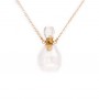 Collier en  dorée sur laiton avec pendentif flacon de parfum  en Cristal de roche