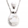 Collier en acier inox argenté avec un flacon de parfum pendentif en Howlite