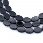 Black agate flat oval 10x14mm x 40cm