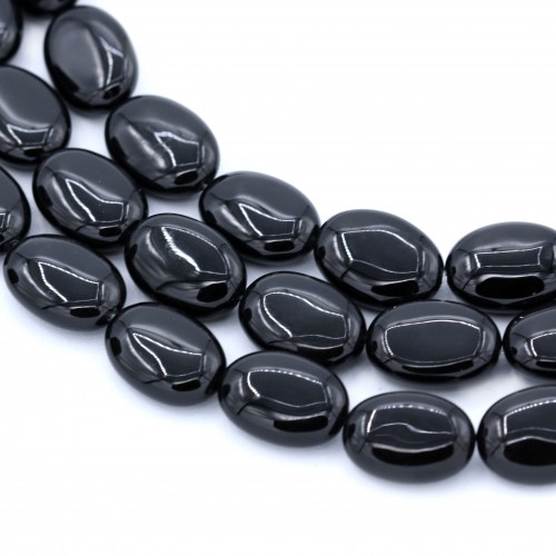 Black Agate oval 13 x 18mm *40cm