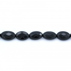 Agate de couleur noire, en forme d'ovale facetté, 8 * 12mm x 4pcs