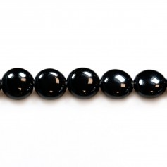 Agate de couleur noire, de forme ronde et plate, 8mm x 10pcs