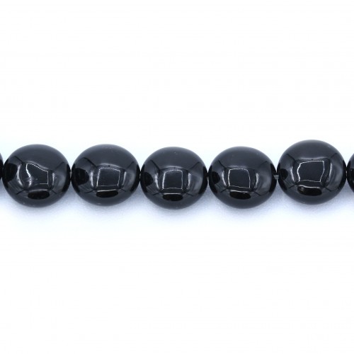 Schwarzer Onyx, flachrund, 10mm x 40cm