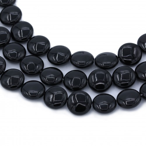 Onyx black, round flat, 12mm x 40cm
