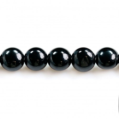 Agate noire ronde plate 6mm x 40cm