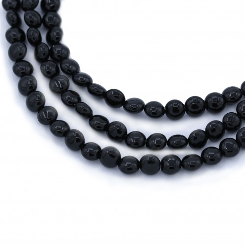 Onyx black, round flat, 6mm x 40cm
