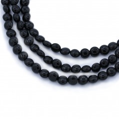 Onyx black, round flat, 6mm x 40cm
