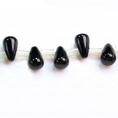 Agate noire goutte 5x8mm x 40cm
