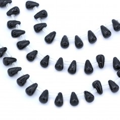 Black agate teardrop 5x8mm x 40cm