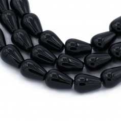 Onyx noir, goutte, 12x18mm x40cm
