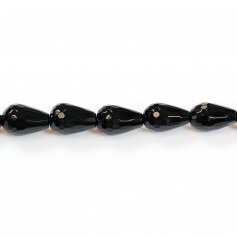 Agate noire goutte facette 8x11mm x 3 pcs