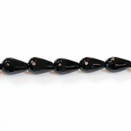 Ónix negro, gota facetada, 8x12mm x 40cm