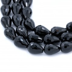 Black Agate Faceted Teardrop 13x18mmx40cm
