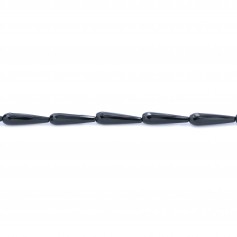 Agate in black color, in the shape of a faceted drop, 8 * 30 mm x 1pc