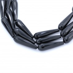 Onyx noir, goutte facette, 8x30mm x 40cm