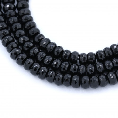 Black Agate Faceted Rondelle 5 x 8mm