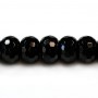 Onyx black, roundel faceted, 10x14mm x 40cm