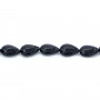 Black Agate Flat Teardrop 18x24mm