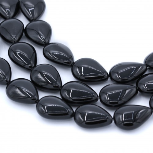 Black Agate Flat Teardrop 18x24mm