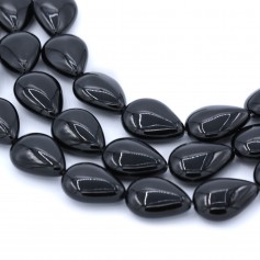 Black Agate Flat Teardrop 18x24mm