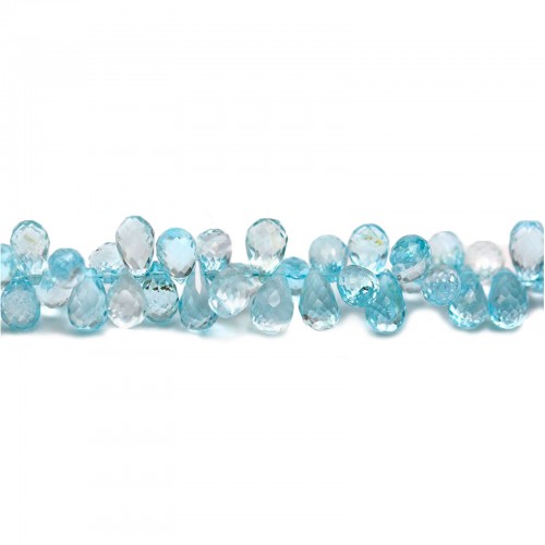 Topaz "Swiss Blue", faceted briolette shape, 6x10mm x 20cm