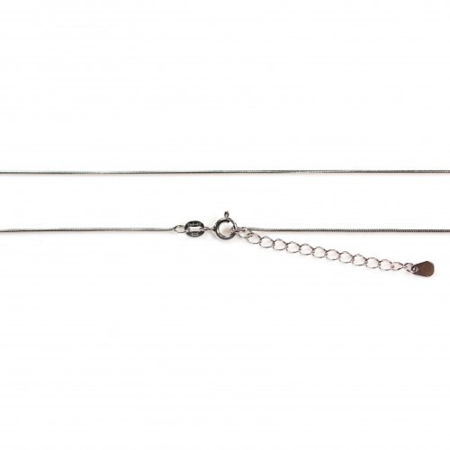 Chaîne maille serpentine avec rallonge en Argent 925 rhodié 0.8mm x 45cm